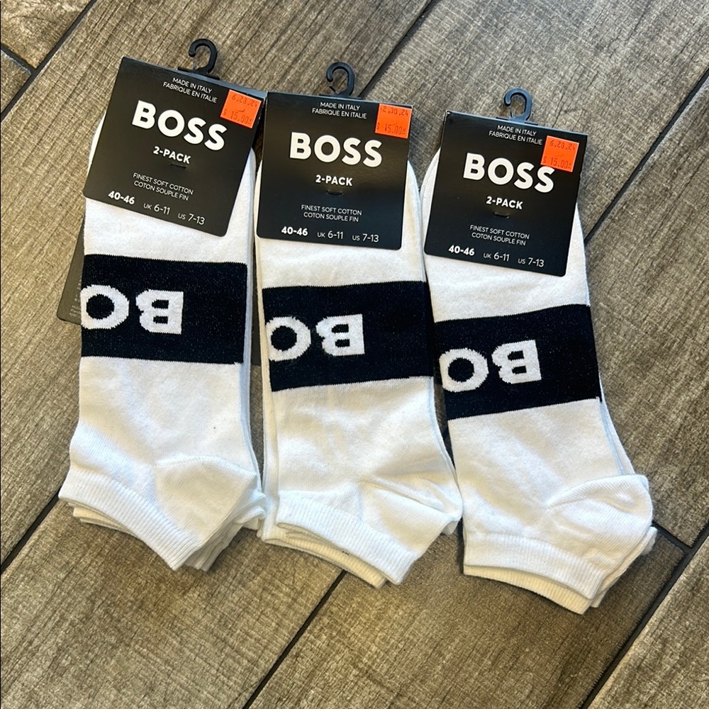 BOSS Men's White Socks 2-Pack - 3 piece bundle NWT